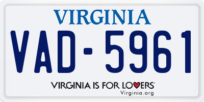 VA license plate VAD5961