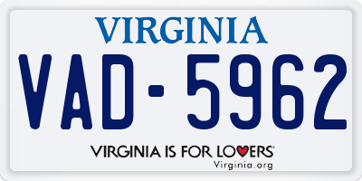 VA license plate VAD5962