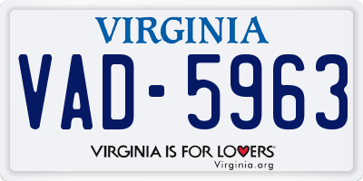 VA license plate VAD5963