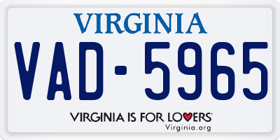 VA license plate VAD5965
