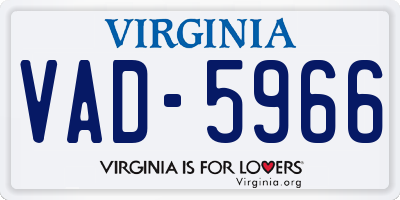 VA license plate VAD5966