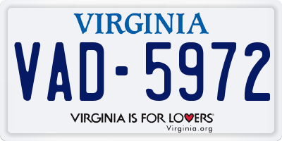 VA license plate VAD5972