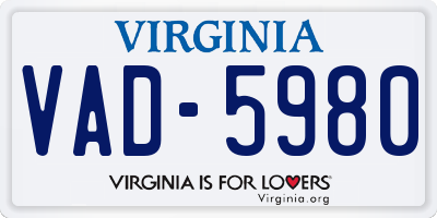 VA license plate VAD5980