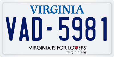 VA license plate VAD5981