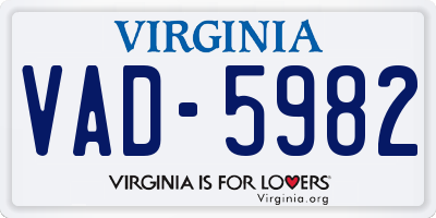 VA license plate VAD5982