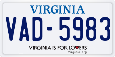 VA license plate VAD5983