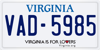 VA license plate VAD5985