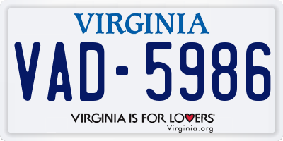 VA license plate VAD5986