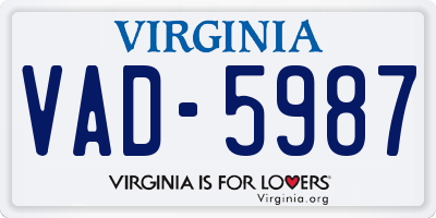 VA license plate VAD5987