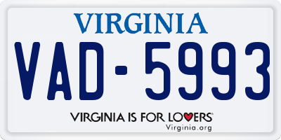 VA license plate VAD5993