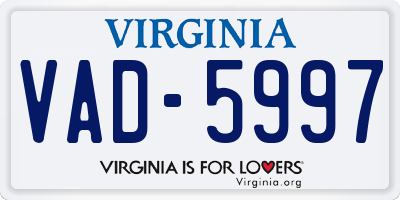 VA license plate VAD5997
