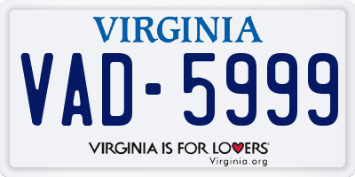 VA license plate VAD5999