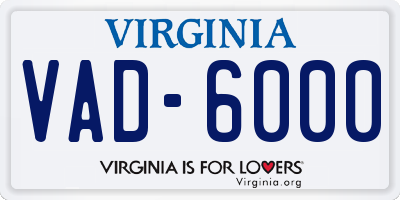 VA license plate VAD6000