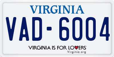 VA license plate VAD6004
