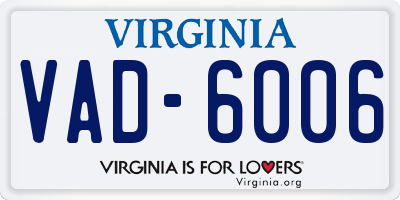 VA license plate VAD6006