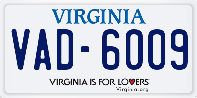 VA license plate VAD6009
