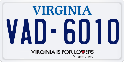 VA license plate VAD6010