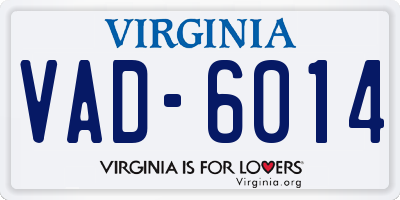 VA license plate VAD6014