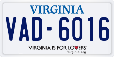 VA license plate VAD6016
