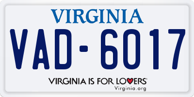 VA license plate VAD6017