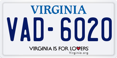 VA license plate VAD6020
