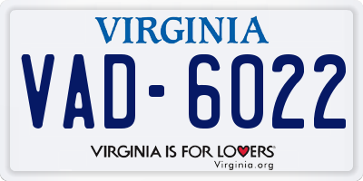 VA license plate VAD6022