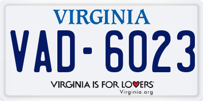 VA license plate VAD6023