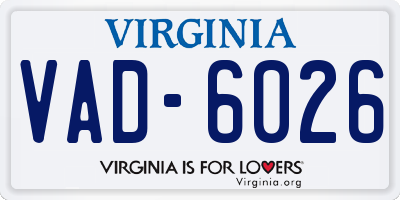 VA license plate VAD6026