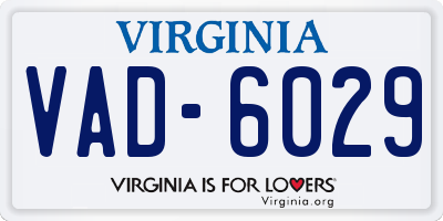 VA license plate VAD6029
