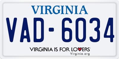 VA license plate VAD6034