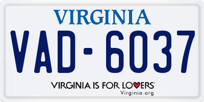 VA license plate VAD6037