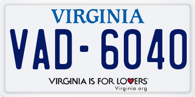 VA license plate VAD6040
