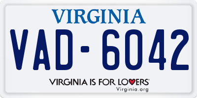 VA license plate VAD6042