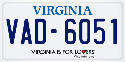 VA license plate VAD6051