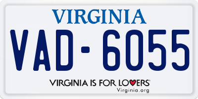 VA license plate VAD6055