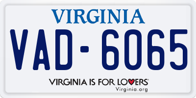 VA license plate VAD6065