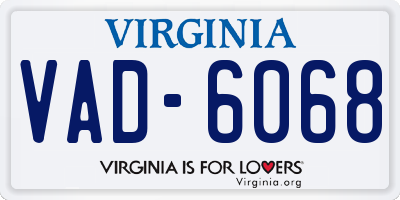 VA license plate VAD6068