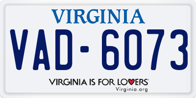 VA license plate VAD6073