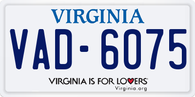 VA license plate VAD6075