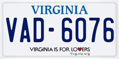 VA license plate VAD6076
