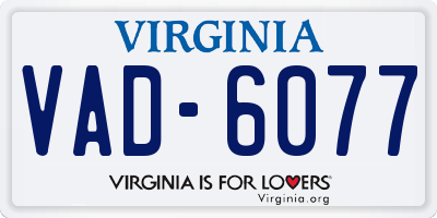 VA license plate VAD6077