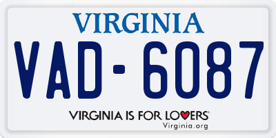 VA license plate VAD6087
