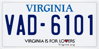 VA license plate VAD6101