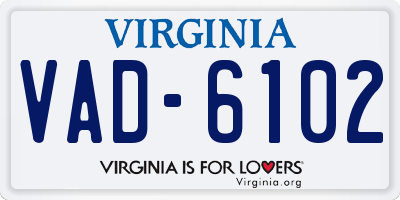 VA license plate VAD6102