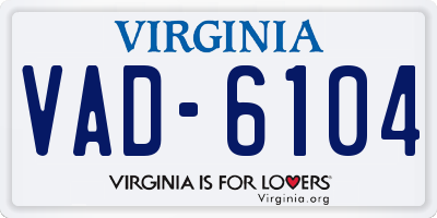 VA license plate VAD6104
