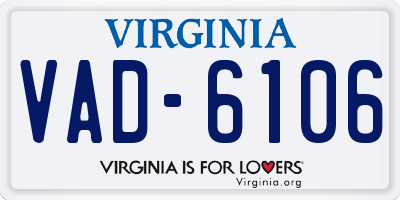 VA license plate VAD6106
