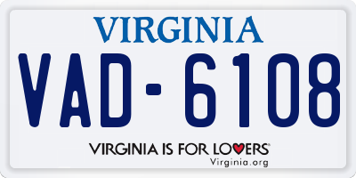 VA license plate VAD6108