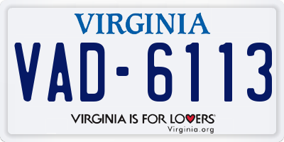 VA license plate VAD6113
