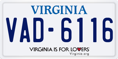 VA license plate VAD6116