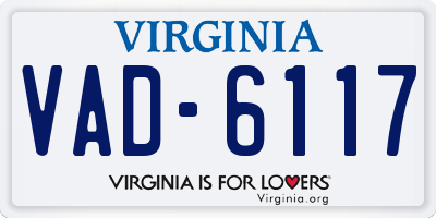 VA license plate VAD6117
